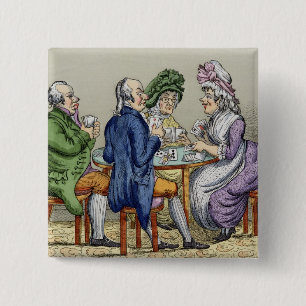 The Whist Party (colour litho) 15 Cm Square Badge