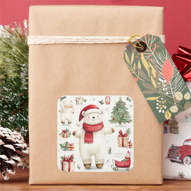 The white bear Santa sticker (Holiday)