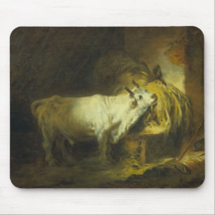 The White Bull in the Stable (oil on canvas) Mouse Mat