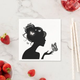 The White Butterfly Woman Napkin
