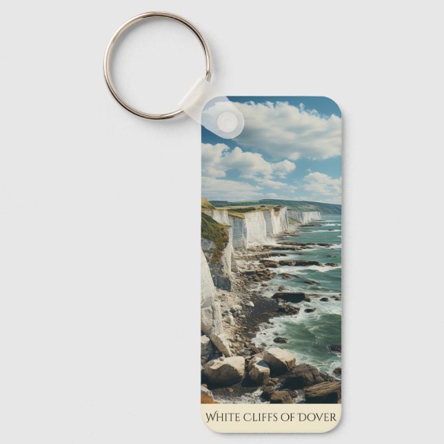 The White Cliffs Drawing | Dover England  Key Ring (Front)
