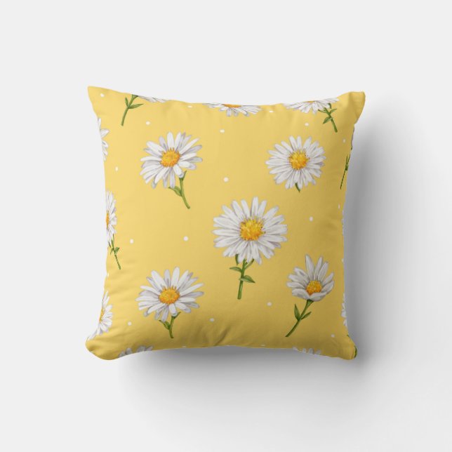 The white daisies flowers, Aesthetic daisies patte Cushion (Front)