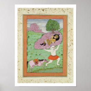 The White Demon carrying off the sleeping Rustam, Poster