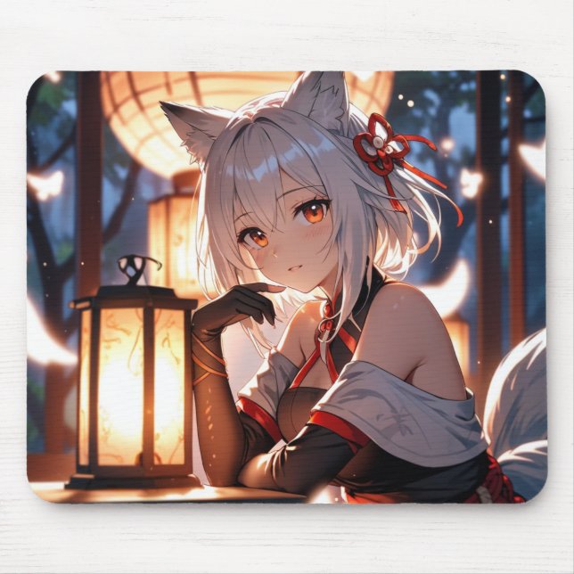The White Fox Girl Mousepad (Front)