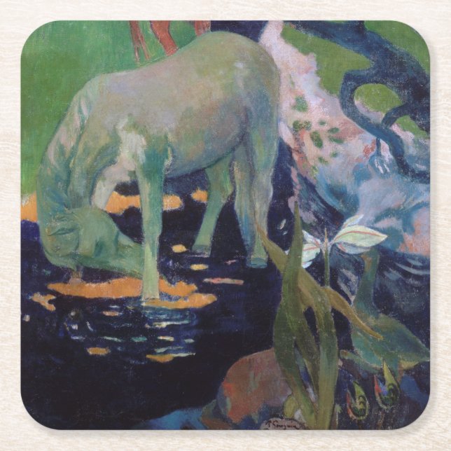 The White Horse, Gauguin Square Paper Coaster (Front)