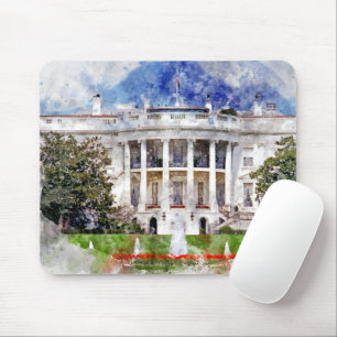 The White House in Washington DC in Watercolor Mouse Mat