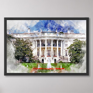 The White House in Washington DC in Watercolor Photo Print