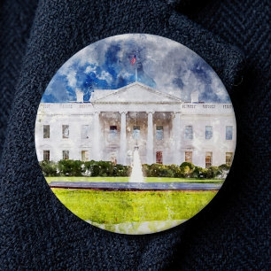 The White House in Washington DC Watercolor 6 Cm Round Badge