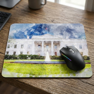 The White House in Washington DC Watercolor Mouse Mat