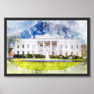 The White House in Washington DC Watercolor Photo Print