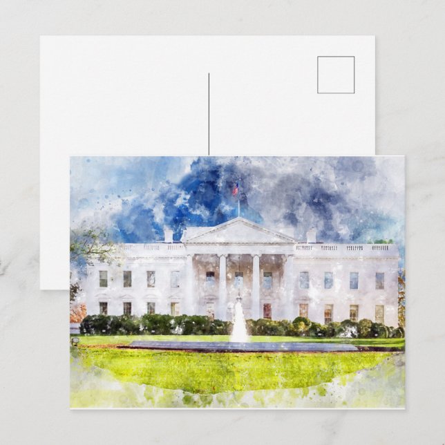The White House in Washington DC Watercolor Postcard (Front/Back)