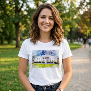 The White House in Washington DC Watercolor T-Shirt