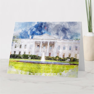 The White House in Washington DC Watercolor Thank You Card