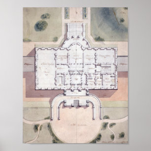 The White House President Washington D.C. Plan Poster