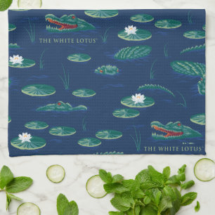 The White Lotus Alligator Lagoon Pattern Tea Towel