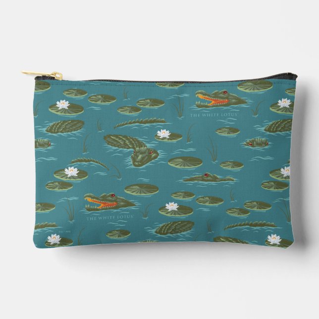 The White Lotus Alligator Waters Pattern Accessory Pouch (Front)
