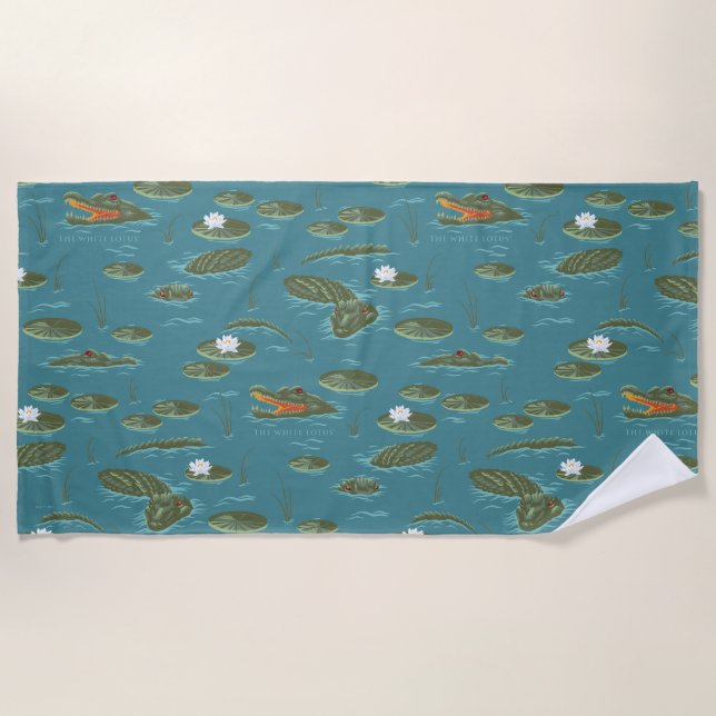 The White Lotus Alligator Waters Pattern Beach Towel (Front)