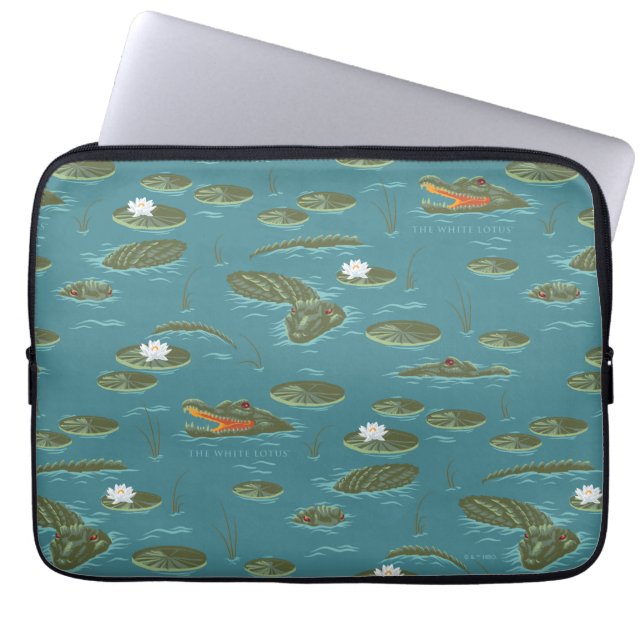 The White Lotus Alligator Waters Pattern Laptop Sleeve (Front)
