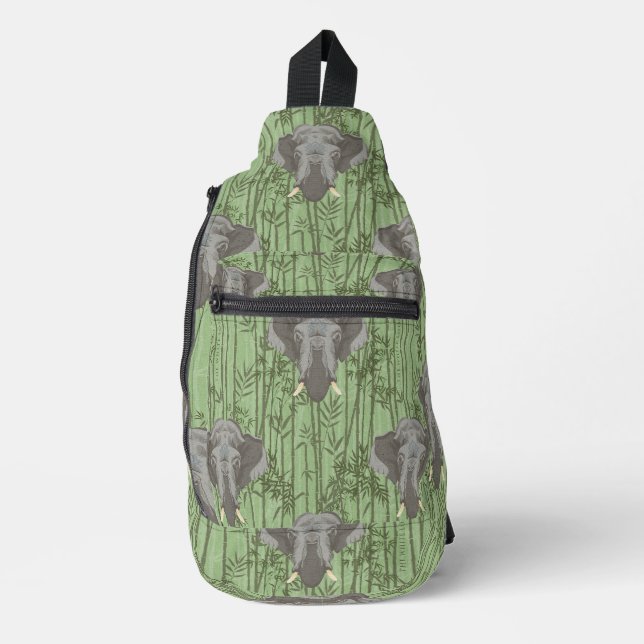 The White Lotus Majestic Elephants Pattern Sling Bag (Front)