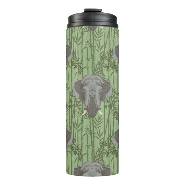 The White Lotus Majestic Elephants Pattern Thermal Tumbler (Front)