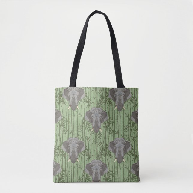 The White Lotus Majestic Elephants Pattern Tote Bag (Front)