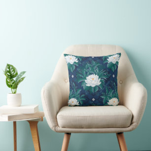 The White Lotus Midnight Lotus Pattern Cushion