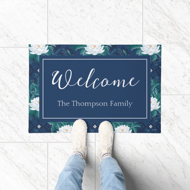 The White Lotus Midnight Lotus Pattern Doormat (Indoor)