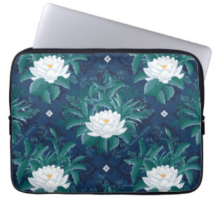 The White Lotus Midnight Lotus Pattern Laptop Sleeve