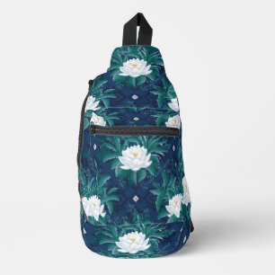 The White Lotus Midnight Lotus Pattern Sling Bag