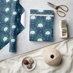 The White Lotus Midnight Lotus Pattern Wrapping Paper