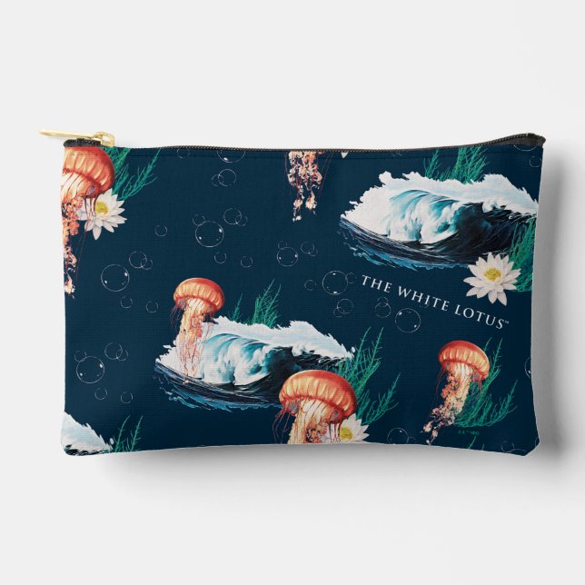 The White Lotus Ocean Jellyfish Pattern Accessory Pouch (Front)