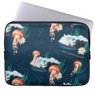 The White Lotus Ocean Jellyfish Pattern Laptop Sleeve
