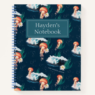 The White Lotus Ocean Jellyfish Pattern Notebook