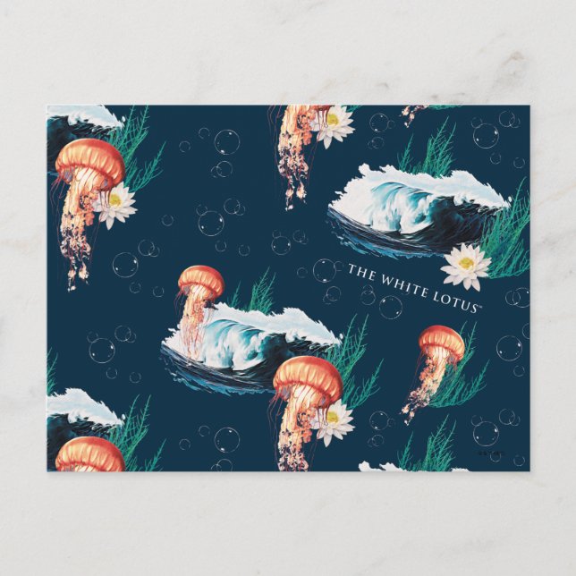 The White Lotus Ocean Jellyfish Pattern Postcard (Front)