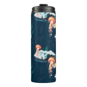 The White Lotus Ocean Jellyfish Pattern Thermal Tumbler