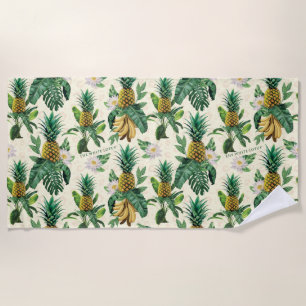 The White Lotus Pineapple Paradise Pattern Beach Towel