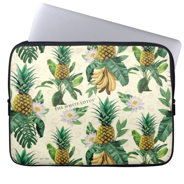 The White Lotus Pineapple Paradise Pattern Laptop Sleeve (Front)