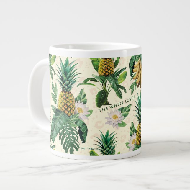 The White Lotus Pineapple Paradise Pattern Large Coffee Mug (Front Left)