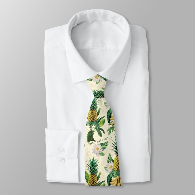 The White Lotus Pineapple Paradise Pattern Tie (Tied)