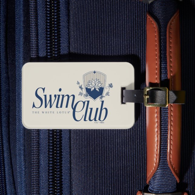 The White Lotus Swim Club Luggage Tag (Front Insitu 4)