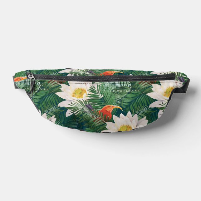 The White Lotus Tropical Birds & Lotus Pattern Bum Bags (Lay Down)