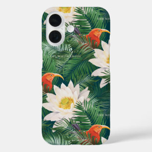The White Lotus Tropical Birds & Lotus Pattern iPhone 16 Case