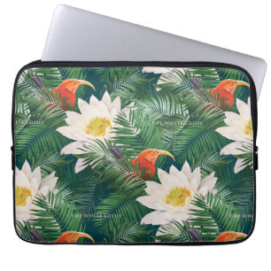 The White Lotus Tropical Birds & Lotus Pattern Laptop Sleeve