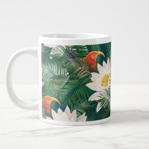 The White Lotus Tropical Birds & Lotus Pattern Large Coffee Mug