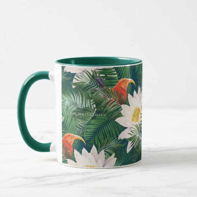 The White Lotus Tropical Birds & Lotus Pattern Mug (Left)