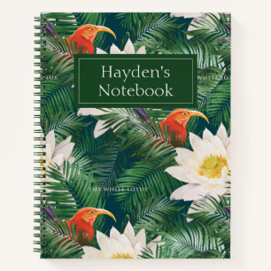 The White Lotus Tropical Birds & Lotus Pattern Notebook