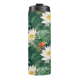 The White Lotus Tropical Birds & Lotus Pattern Thermal Tumbler