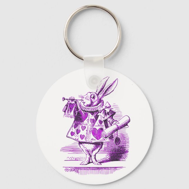 The White Rabbit Alice in Wonderland Key Ring (Front)