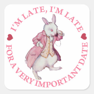 The White Rabbit From Alice in Wonderland Square Sticker