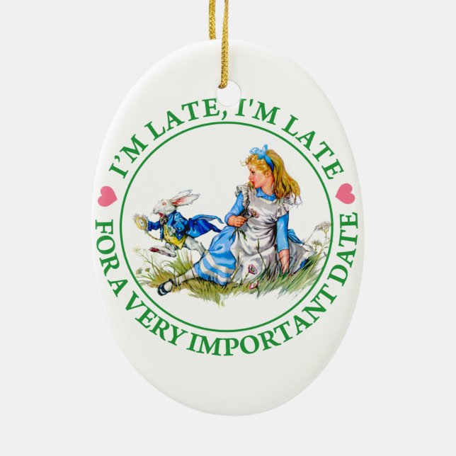 The White Rabbit Rushes By Alice In Wonderland Ceramic Tree Decoration (Back)